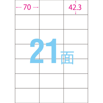 エーワン スーパーエコノミーシリーズ プリンタ用ラベル A4 21面 70×42.3mm L21AM500N 1箱(500シート)