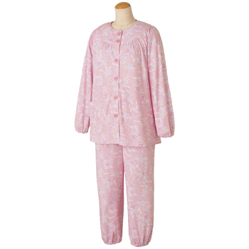 ケアファッション 大きめボタンパジャマ 婦人用 ピンク M 98000-01 1着