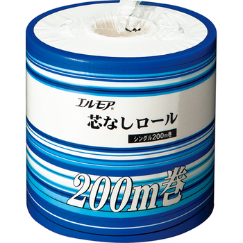 カミ商事 エルモア 芯なしロール シングル 個包装 200m 1ケース(24ロール:6ロール×4パック)