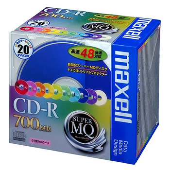 マクセル データ用CD-R 700MB 2-48倍速 10色カラーMIX 5mmスリムケース CDR700S.MIX1P20S 1パック(20枚:各色2枚)