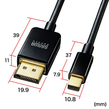サンワサプライ ミニDisplayPort変換ケーブル (Ver1.4) ブラック 1.5m KC-DPM14015 1本