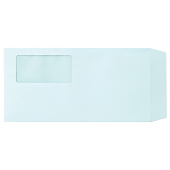 TANOSEE 窓付封筒 裏地紋なし 長3 テープのりなし 80g/m2 ブルー(窓:フィルム) 業務用パック 1ケース(1000枚)