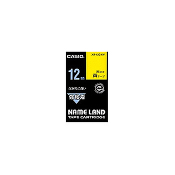 カシオ NAME LAND 強粘着テープ 12mm×5.5m 黄/黒文字 XR-12GYW 1個