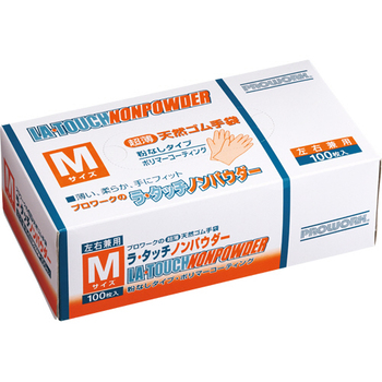 中部物産貿易 超薄天然ゴム手袋 ラ・タッチ ノンパウダー M 1箱(100枚)