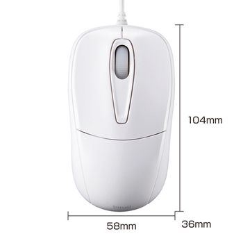 サンワサプライ 静音マウス 光学式 USB有線 ホワイト MA-122HW 1個