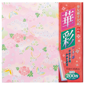 エヒメ紙工 華友禅千代紙 華彩 150×150mm 25種 HY-12015 1パック(200枚)