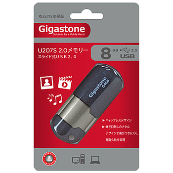 Gigastone USB2.0フラッシュメモリ スライド式 32GB ブラック/シルバー GJU232GSLJ 1個