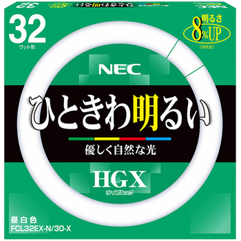 NEC 蛍光ランプ ライフルックHGX 環形スタータ形 32W形 3波長形 昼白色 FCL32EX-N/30-X 1セット(10個)