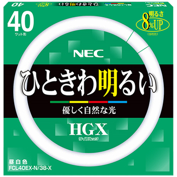NEC 蛍光ランプ ライフルックHGX 環形スタータ形 40W形 3波長形 昼白色 FCL40EX-N/38-X 1セット(5個)