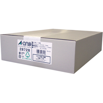 エーワン パソコンプリンタ&ワープロラベルシール[兼用] マット紙・ホワイト A4 NECタイプ3列用 18面 70×42.3mm 上下余白付 28728 1箱