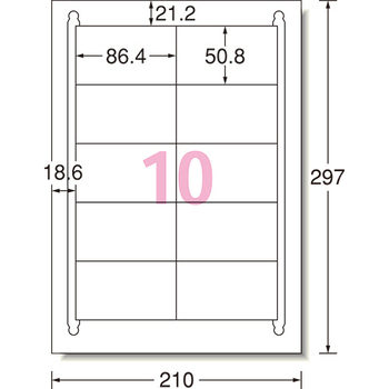 エーワン ラベルシール[プリンタ兼用] 強粘着タイプ マット紙・ホワイト A4 10面 86.4×50.8mm 四辺余白付 78510 1冊(100シート)