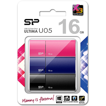 シリコンパワー USB2.0フラッシュメモリ Ultima U05 16GB SP048GBUF2U05VCM 1パック(3個)