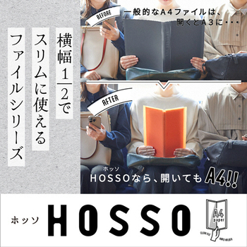 キングジム クリアーファイル ホッソ(透明) A4 二つ折り 見開き15ポケット オレンジ 5515T-OR 1セット(2冊)