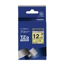 ブラザー ピータッチ TZeテープ(布テープ) 12mm イエロー/青文字 TZE-FA63 1個