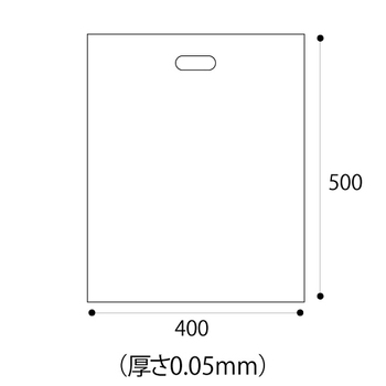 TANOSEE ポリエチレン手提袋 小判抜き ソフトタイプ LL ヨコ400×タテ500×厚さ0.05mm シルバー 1パック(50枚)