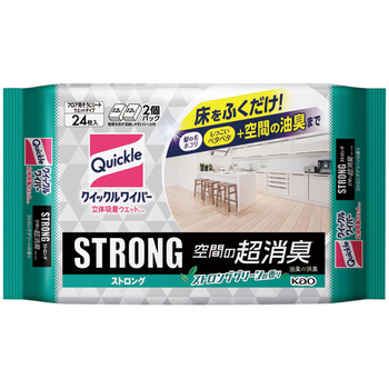 花王 クイックルワイパー 立体吸着ウエットシート ストロング 空間の超消臭 1パック(24枚)