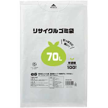 TANOSEE 再生材入りゴミ袋 高密度タイプ 半透明 70L 1パック(100枚)