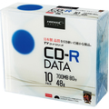 ハイディスク データ用CD-R 700MB 48倍速 ホワイトワイドプリンタブル 5mmスリムケース TYCR80YP10SC 1パック(10枚)