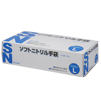 伊藤忠リーテイルリンク ソフトニトリル手袋 パウダーフリー L VC-410-L 1箱(100枚)