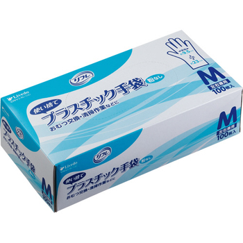 リブドゥコーポレーション リフレ 使い捨てプラスチック手袋 粉なし M 1セット(2000枚:100枚×20箱)