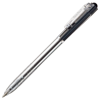 TANOSEE ノック式油性ボールペン 0.7mm 黒 (軸色:クリア) 1箱(10本)