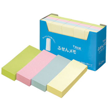 ハピラ ふせん メモ 75×25mm 4色 P7525 1セット(60冊:20冊×3パック)