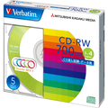 バーベイタム データ用CD-RW 700MB 4倍速 5色カラーMIX 5mmスリムケース SW80QM5V1 1パック(5枚)