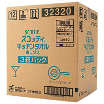 日本製紙クレシア スコッティ キッチンタオルボックス 150枚(75組) 1セット(36箱:3箱×12パック)