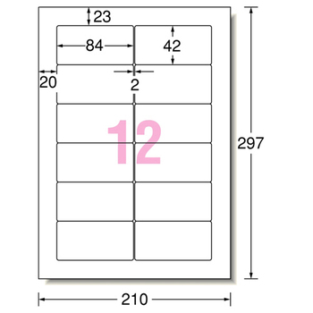 エーワン パソコン&ワープロラベルシール[兼用] マット紙・ホワイト A4 SHARPタイプ 12面 84×42mm 四辺余白付 28180 1冊(100シート