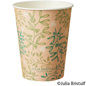 TANOSEE 紙コップ BerryLeaf(ベリーリーフ) 275mL(9オンス) 1セット(2500個:100個×25パック)