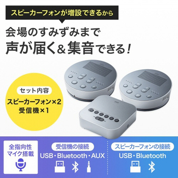 サンワサプライ Bluetooth会議スピーカーフォン MM-BTMSP3 1セット
