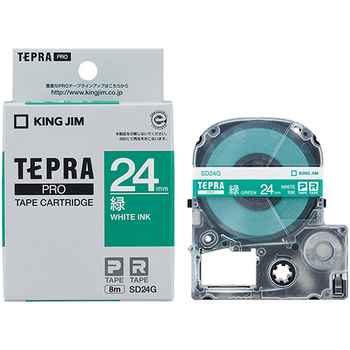 キングジム テプラ PRO テープカートリッジ ビビッド 24mm 緑/白文字 SD24G 1個