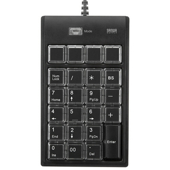 サンワサプライ プログラマブルテンキー(USB2.0ハブ2ポート付) ブラック NT-19UH2BKN2 1個