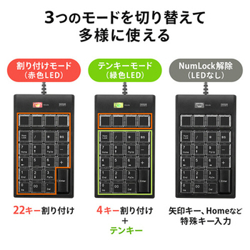 サンワサプライ プログラマブルテンキー(USB2.0ハブ2ポート付) ブラック NT-19UH2BKN2 1個