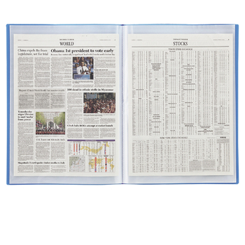 リヒトラブ リクエスト 透明クリヤーブック A3Lタテ 20ポケット 背幅11mm ブルー G3133-8 1冊