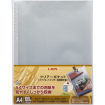 ライオン クリアーポケット A4タテ 2・4・30穴 100枚 CL-303K-100P