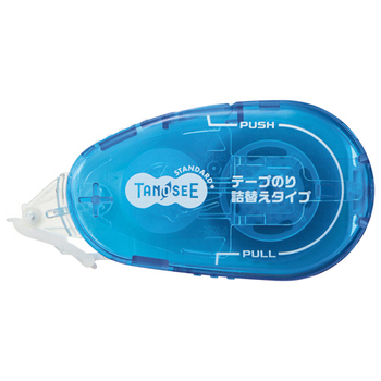 TANOSEE テープのり(リフィル式 ドットタイプ) 本体 コンパクト 8.4mm×15m ブルー 1セット(10個)