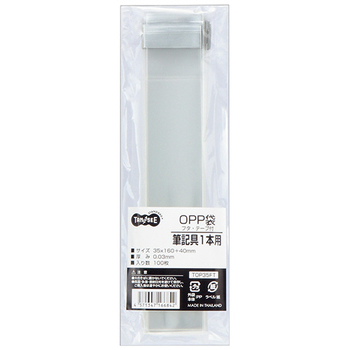 TANOSEE OPP袋 フタ・テープ付 筆記具1本用 35×160+40mm 1セット(1000枚:100枚×10パック)