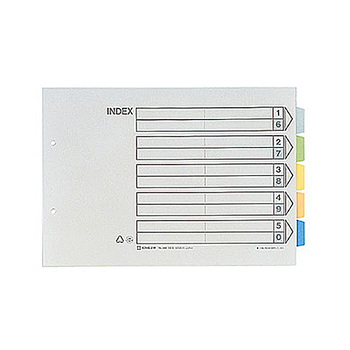 キングジム カラーインデックス A4ヨコ 2穴 5色5山+扉紙 908 1パック(10組)