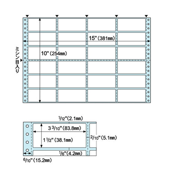 ヒサゴ ドットプリンタ用ラベル タック24面 15×10インチ ラベルサイズ3_3/10×1_1/2インチ GB250 1冊(100シート)