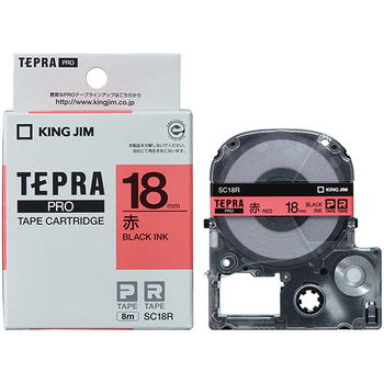 キングジム テプラ PRO テープカートリッジ パステル 18mm 赤/黒文字 SC18R 1個