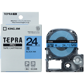 キングジム テプラ PRO テープカートリッジ パステル 24mm 青/黒文字 SC24B 1個