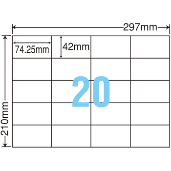 TANOSEE 各種プリンタ対応ラベル スタンダードタイプ A4 20面 74.25×42mm 1セット(500シート:100シート×5冊)