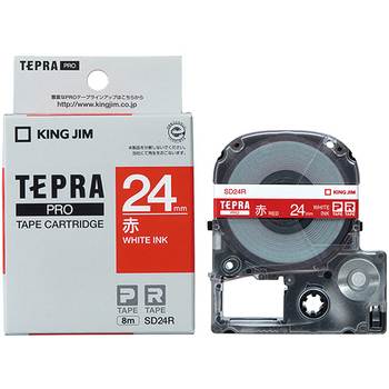 キングジム テプラ PRO テープカートリッジ ビビッド 24mm 赤/白文字 SD24R 1個