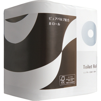 TANOSEE トイレットペーパー パルプブレンド シングル 芯あり 80m 1セット(288ロール:8ロール×36パック)