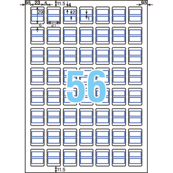 コクヨ カラーレーザー&カラーコピー用タックインデックス(フィルムラベル) A4 中 56面 23×29mm 青枠 LBP-T2592B 1冊(10シート)