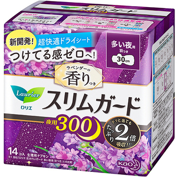 花王 ロリエ スリムガード ラベンダーの香り 多い夜用300 羽つき 1パック(14個)