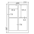 東洋印刷 ナナクリエイト カラーレーザープリンタ用耐水光沢紙ラベル A4 4面 91.4×131.2mm 四辺余白付 SCL-1 1箱(400シート:80シート