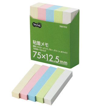 (まとめ)TANOSEE 粘着メモ<ボリュームパック> 75×12.5mm 5色 10冊入×4パック