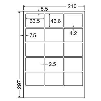東洋印刷 ナナクリエイト カラーレーザープリンタ用耐水光沢紙ラベル A4 15面 63.5×46.6mm 四辺余白付 SCL-3 1箱(400シート:80シート
